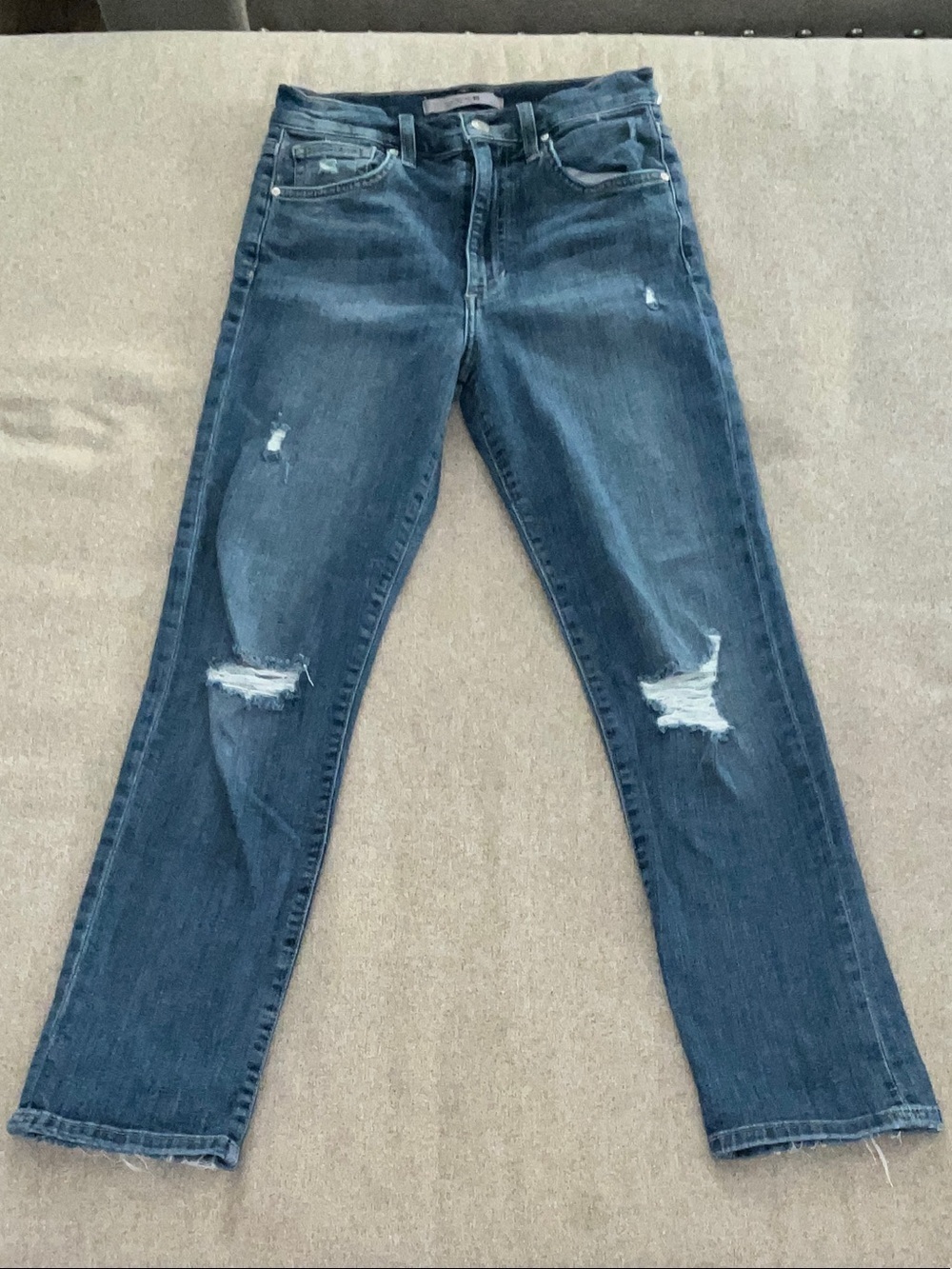 Joe's Jeans Straight-Leg Distressed Dark Blue Jeans